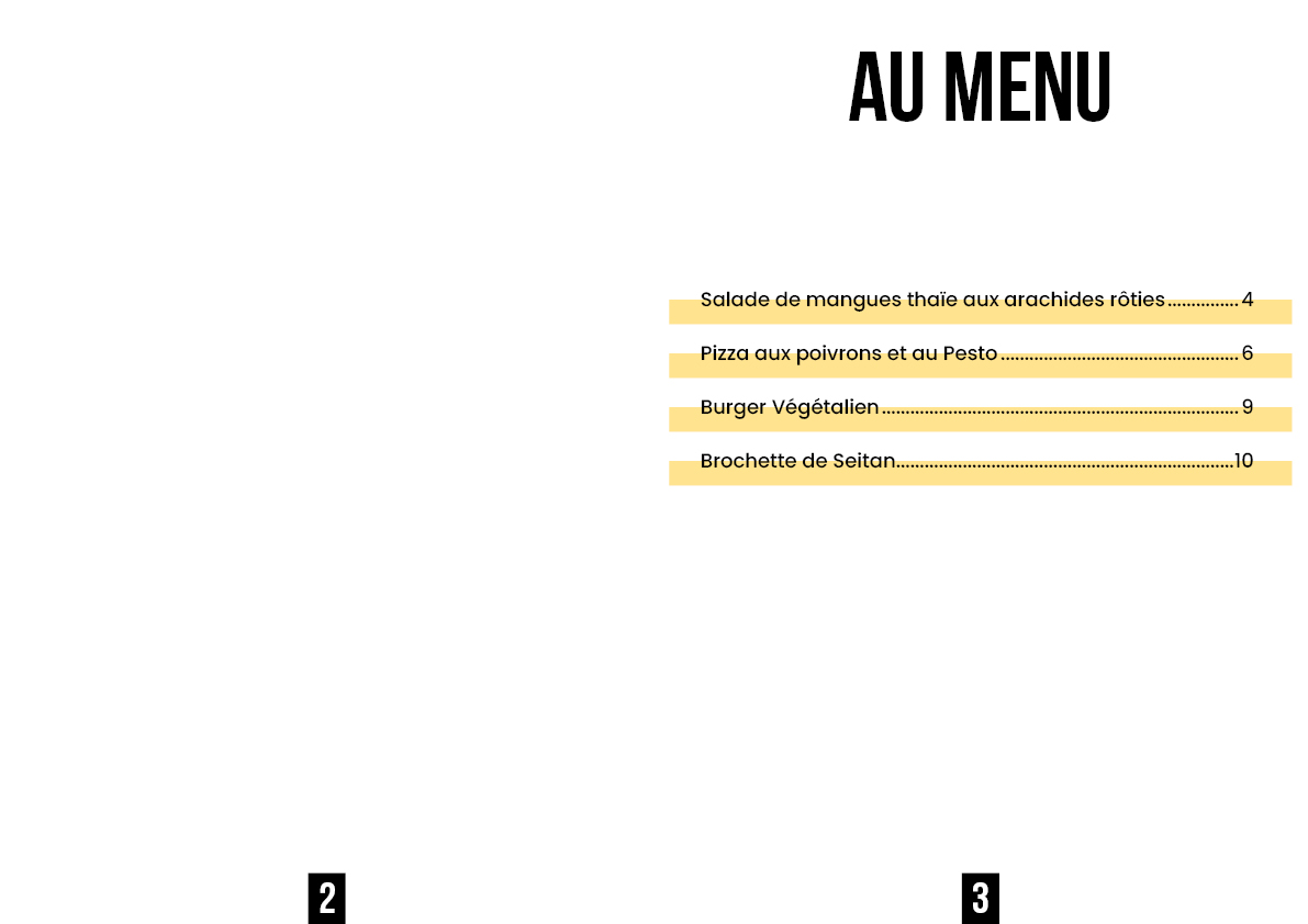 pages 2 & 3 d'un livret de  recette